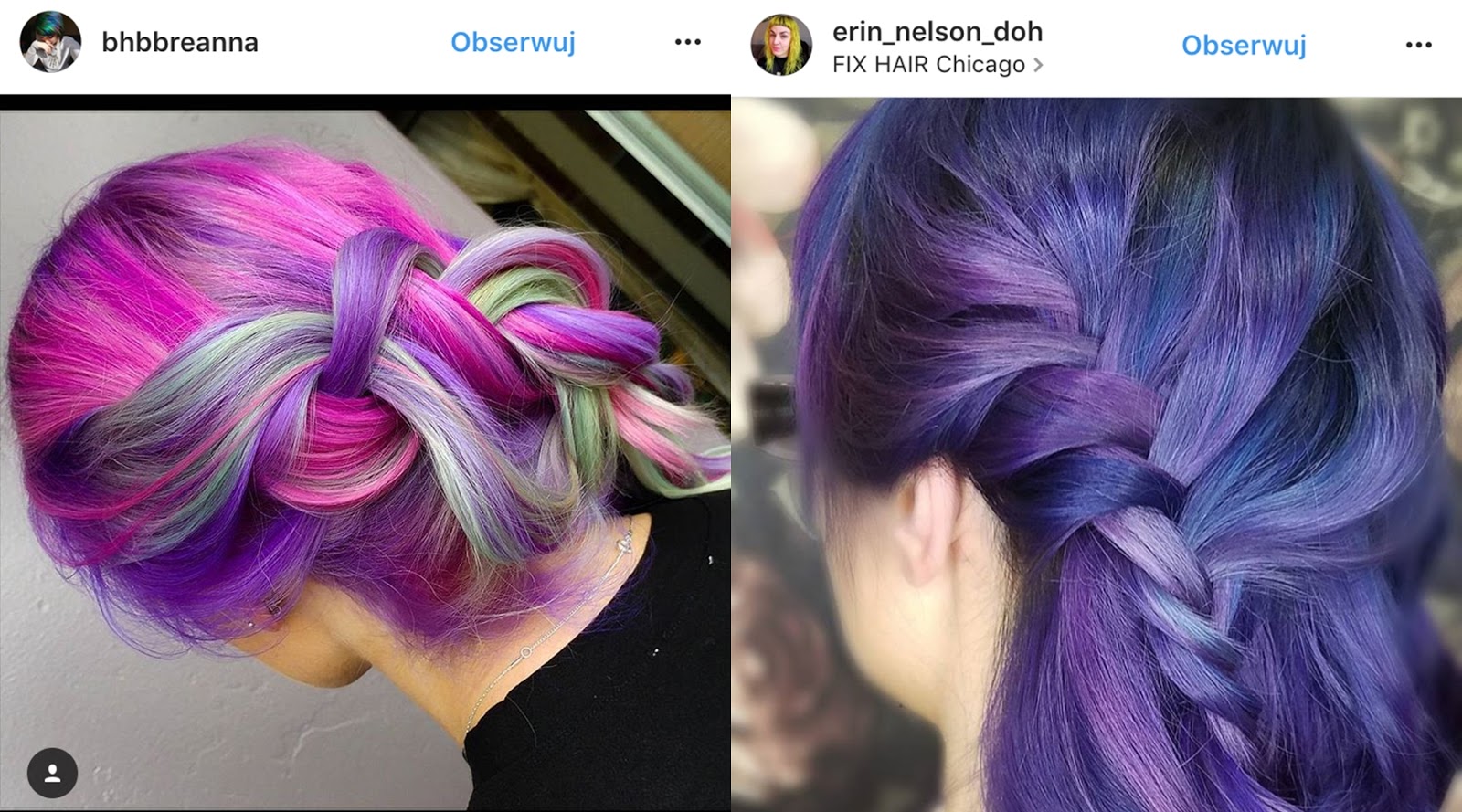 fioletowe włosy ombre