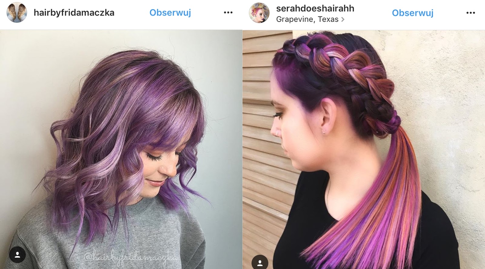 fioletowe włosy zdjęcia